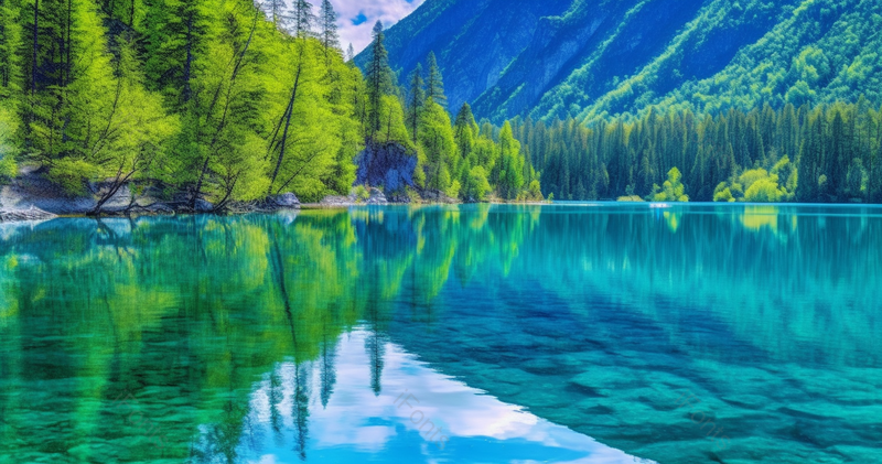 旅游景点九寨沟湖面的景色,高清,摄影图,摄影图片,图片大全,摄影图免费下载
